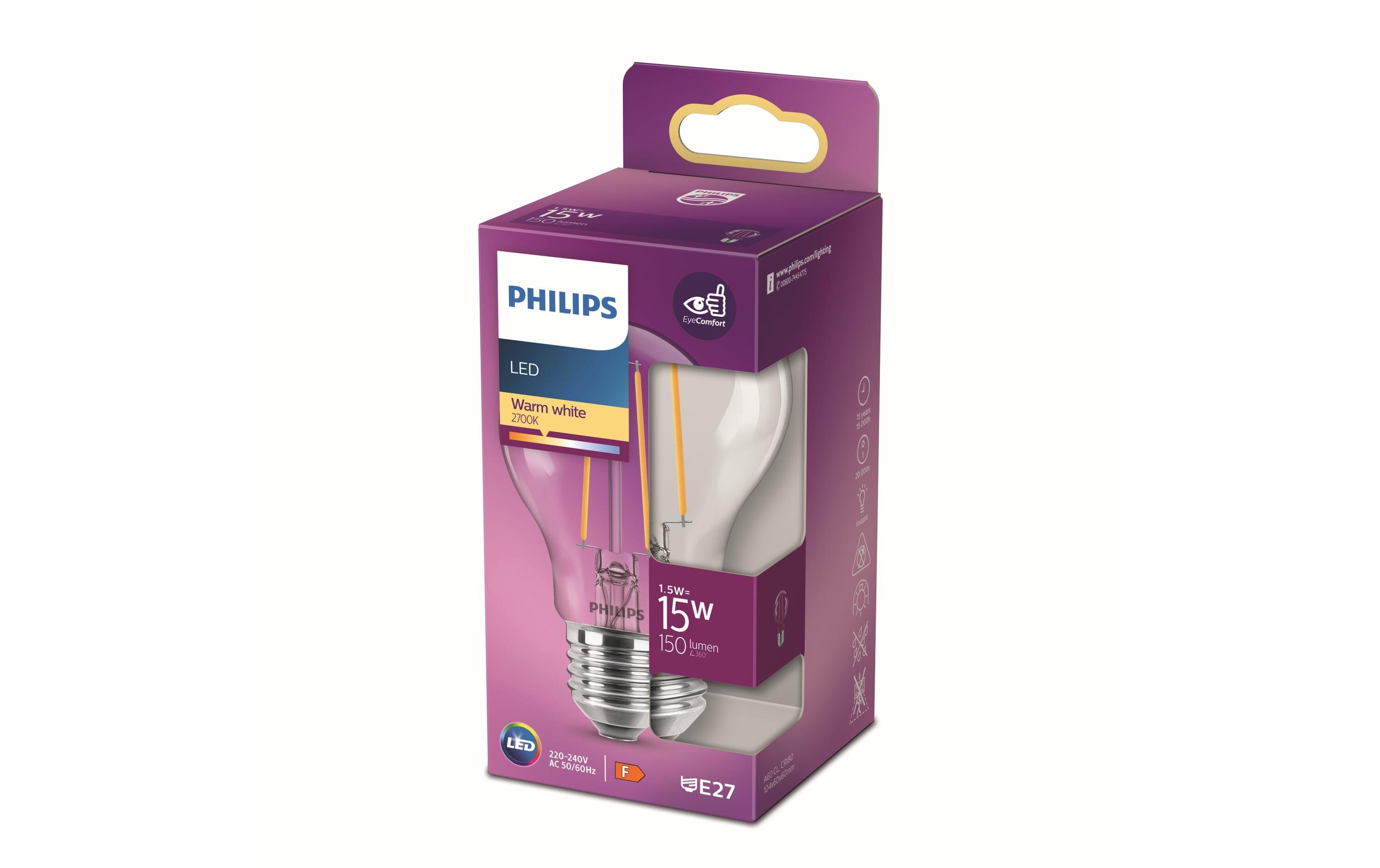 Lampe LEDcla 15W E27 A60 WW CL ND WarmweissLeuchtmittel A60 mit klarem Glas