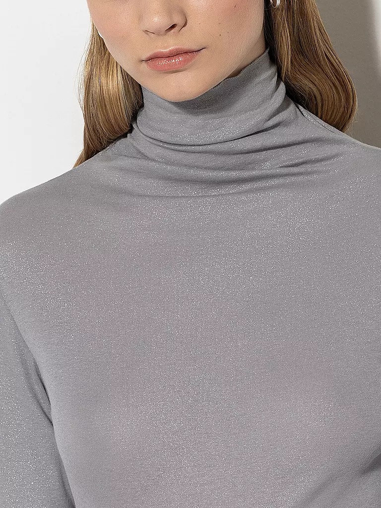 LUISA CERANO Rollkragenshirt silber
