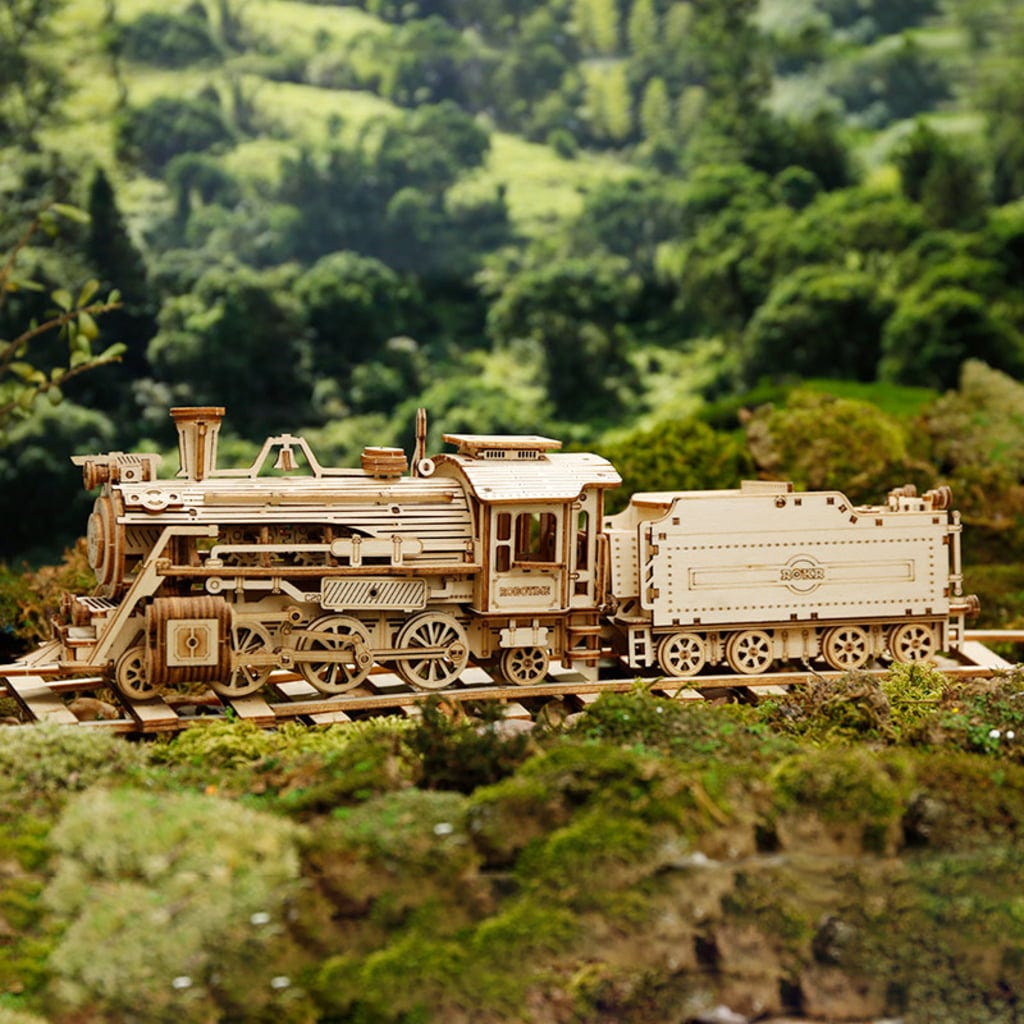 ROKR  Prime Steam Express    3D Holzpuzzle: Eine Reise aus Holz & Zahnrädern