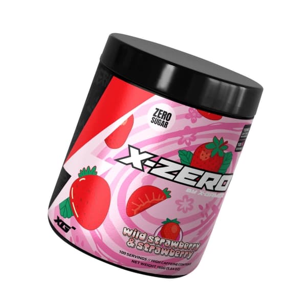 X-GAMER Energidrikkpulver X-Zero 160 gram Wild Strawberry & Strawberry