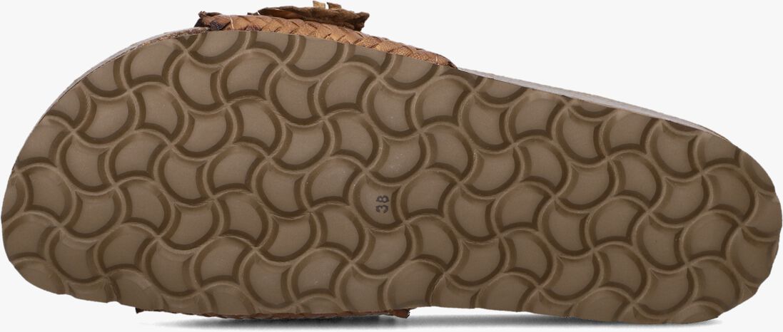 bruine stefano lauran slippers bio gevlochten 1 band slipper met gesp