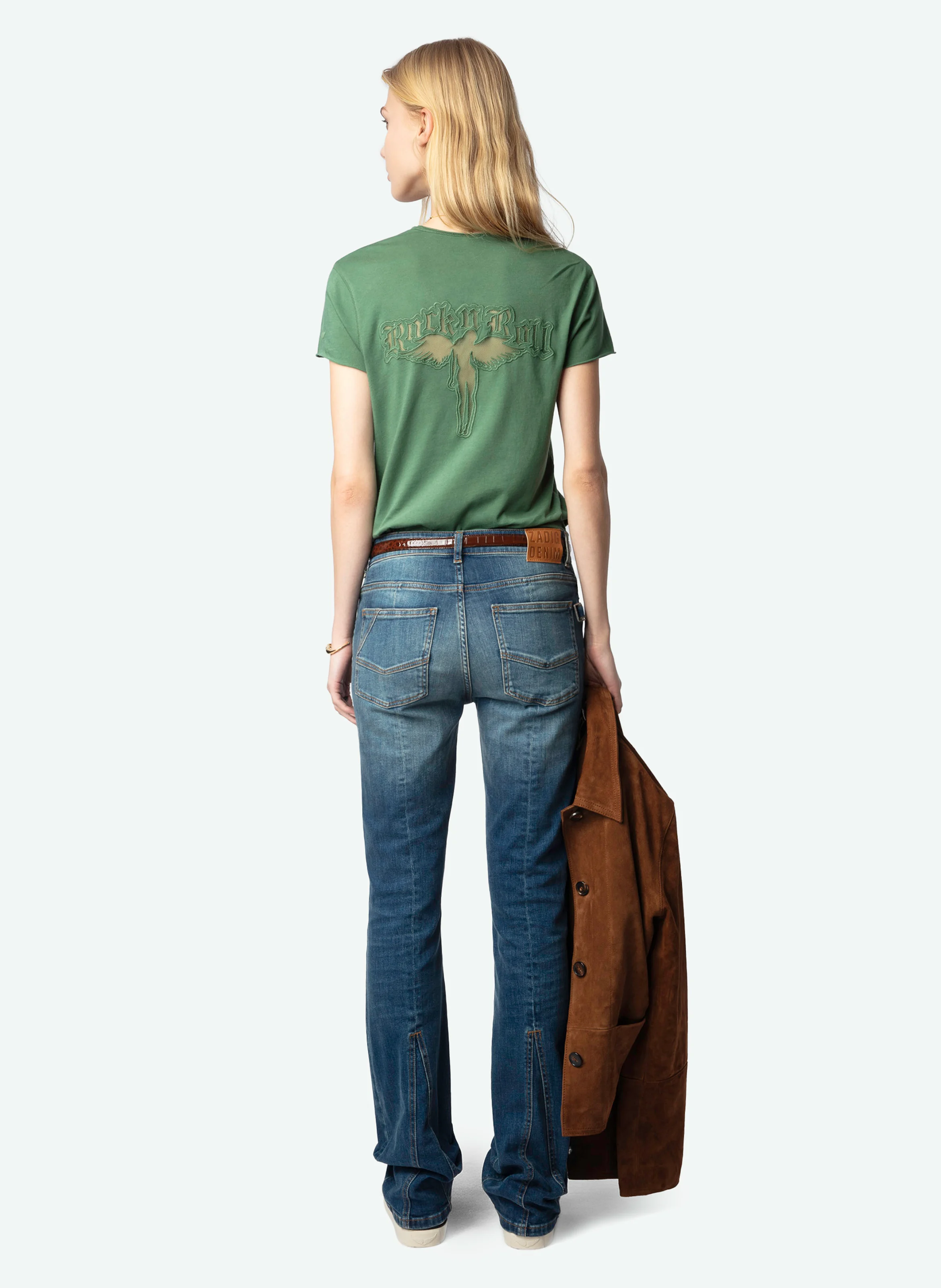 STORY - Tee-shirt droit en coton bio brodé | Vert