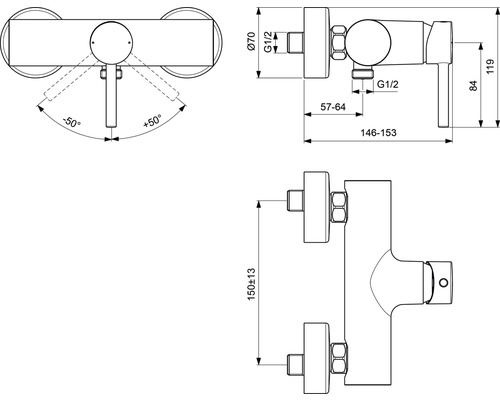 Ideal standard douchekraan CERALINE chroom BC200AA