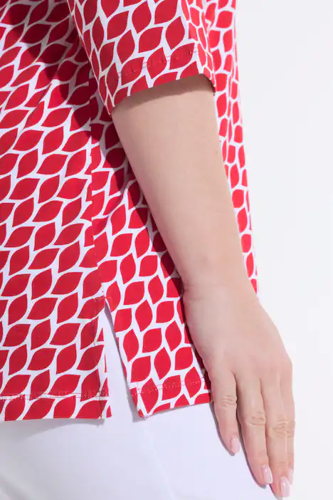 Shirt, Kelchkragen, A-Linie, 3/4-Arm, Pima Cotton, salsa