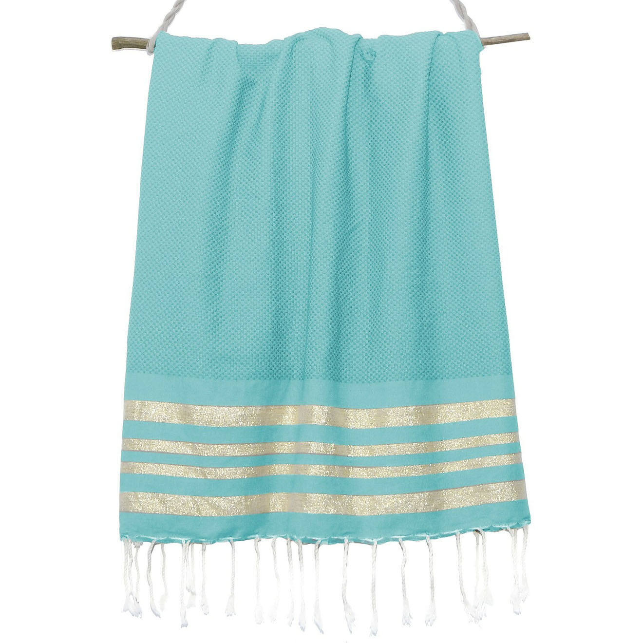 Febronie Fouta Nid d'Abeille Hamptons turquoise - 100x200 cm