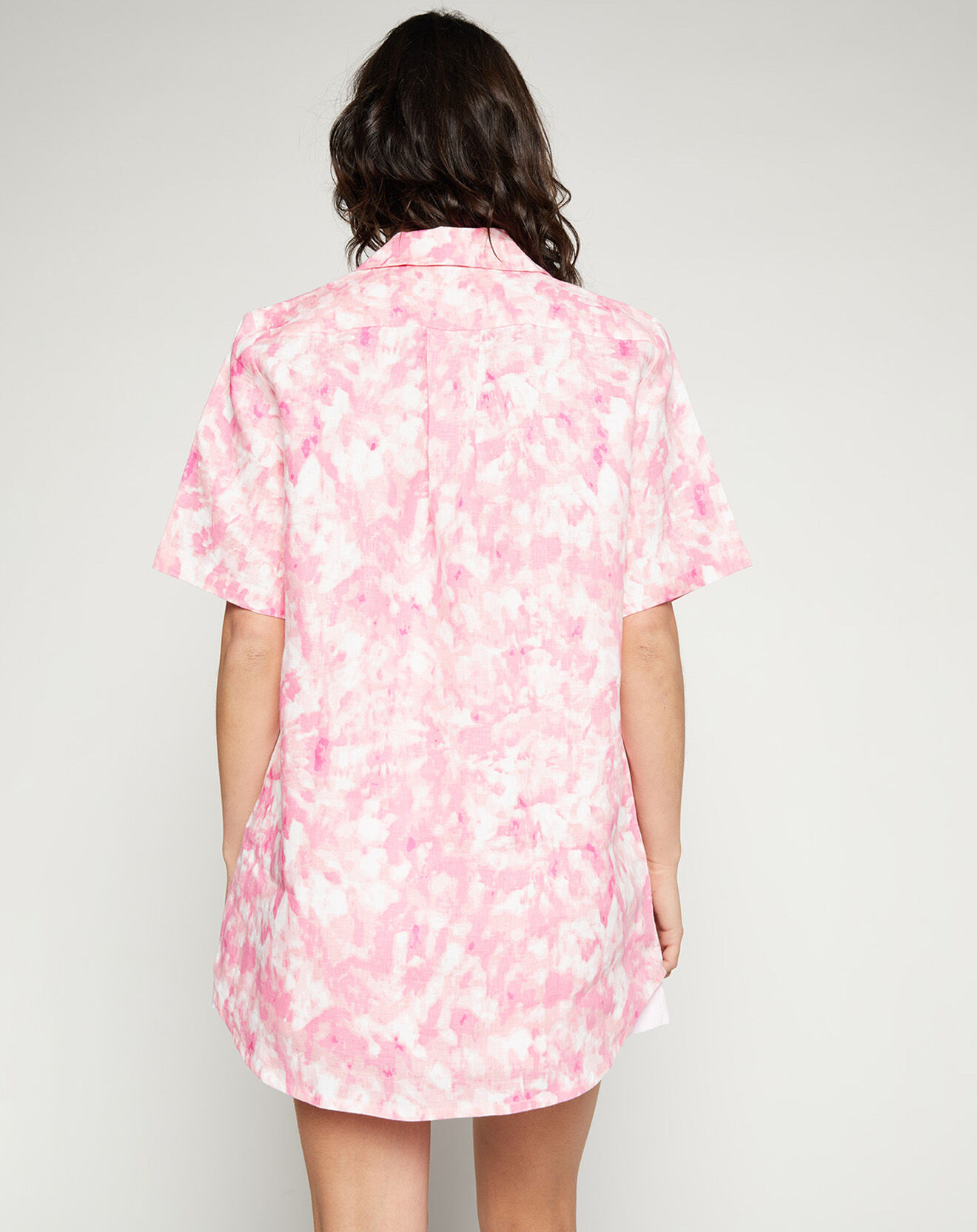 Faithfull the Brand Grande chemise 100% Lin Charlita imprimée rose
