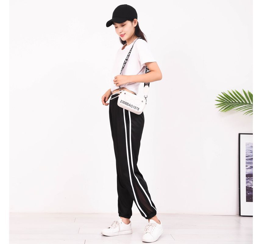 Hevnir - Gestreepte joggingbroek met hoge taille