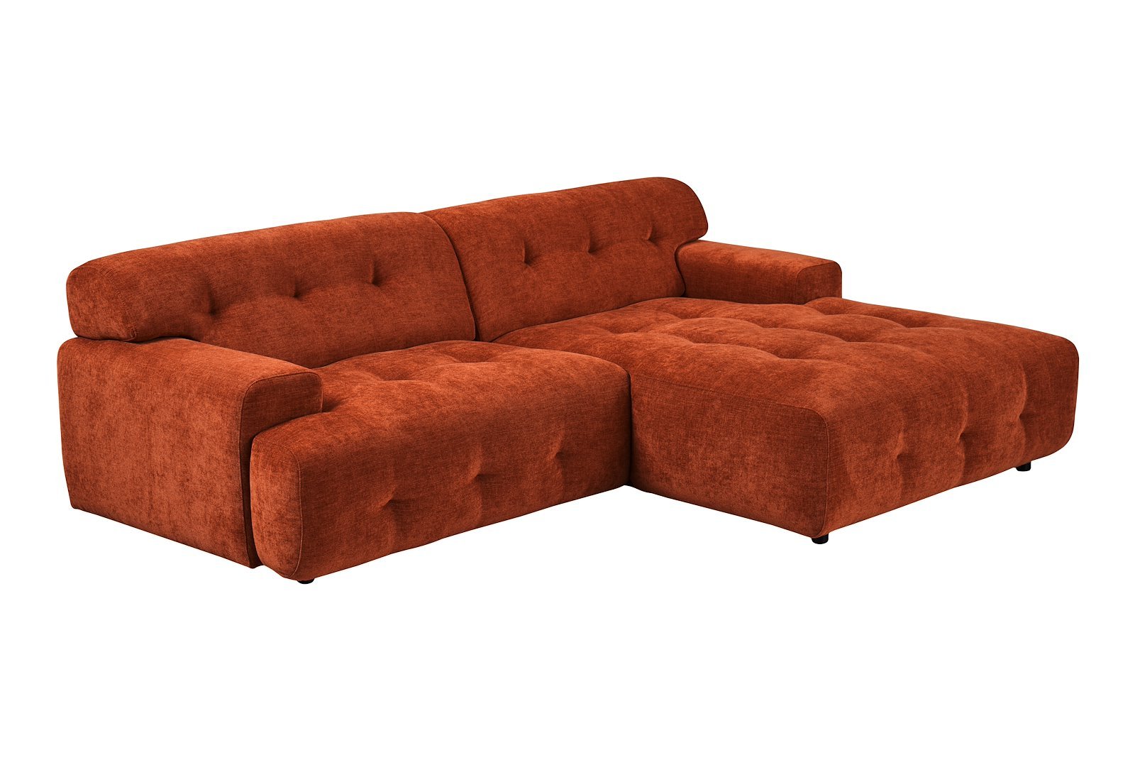 Bob sofa 1,5-seter med sjeselong høyre. Tekstil City 54 Bronze med sorte ben