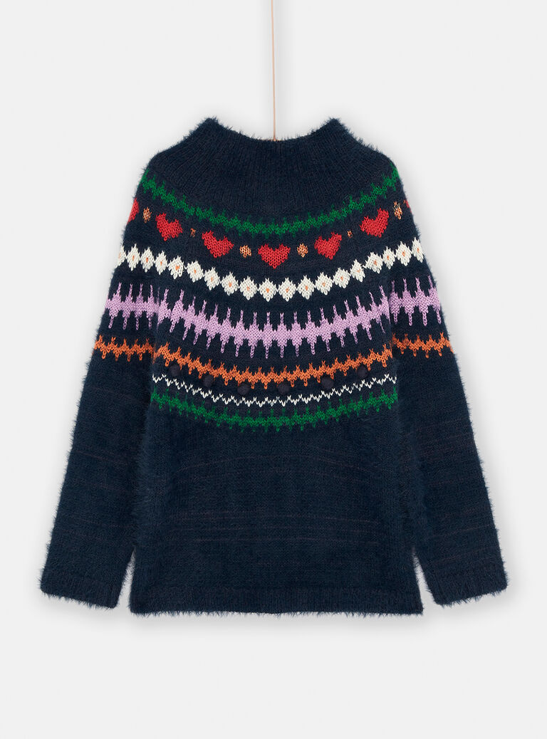Pull noirine à motifs jacquard pour fille