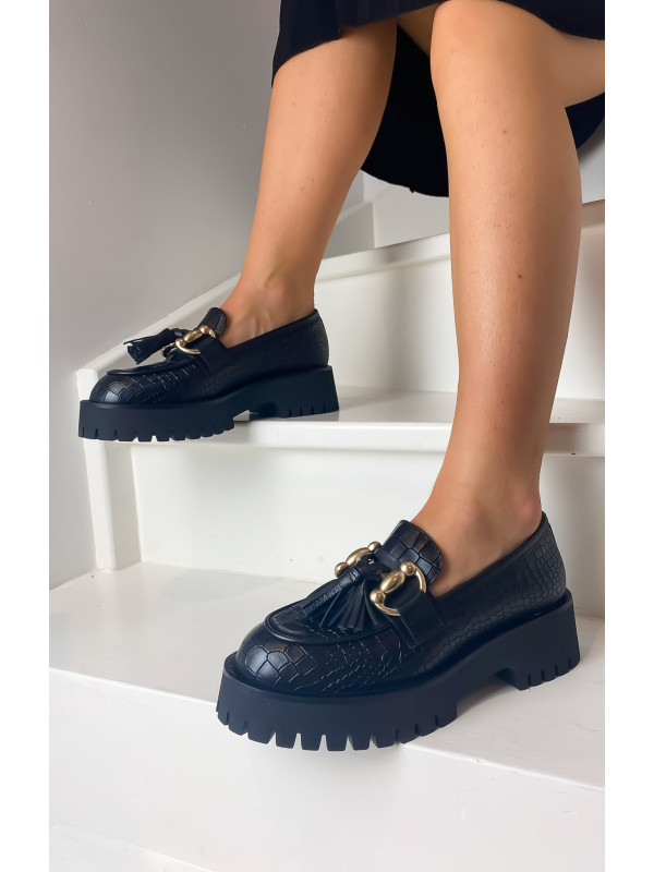 Mocassins E007E1 Cocco Nero - Semerdjian