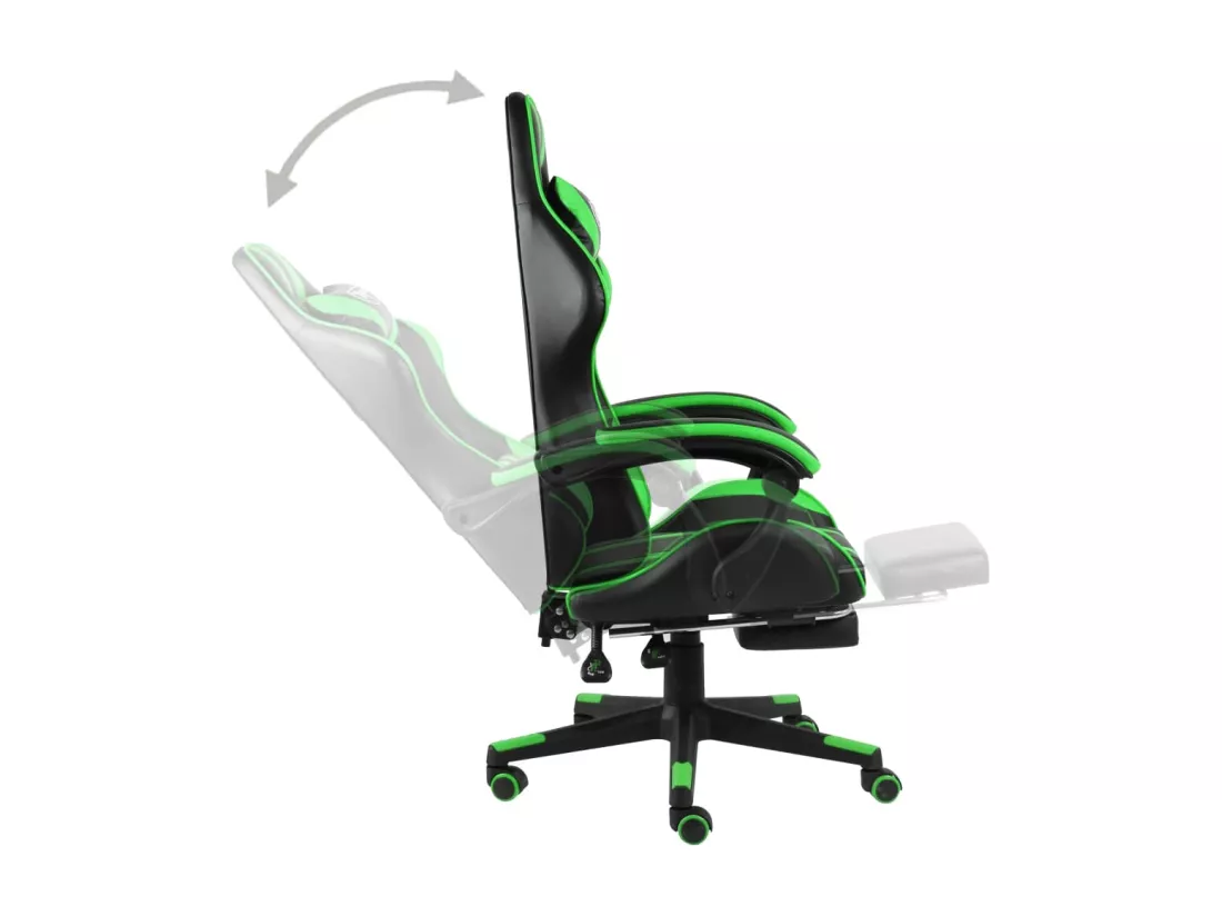 Fauteuil de jeux vidéo avec repose-pied Noir et vert Similicuir