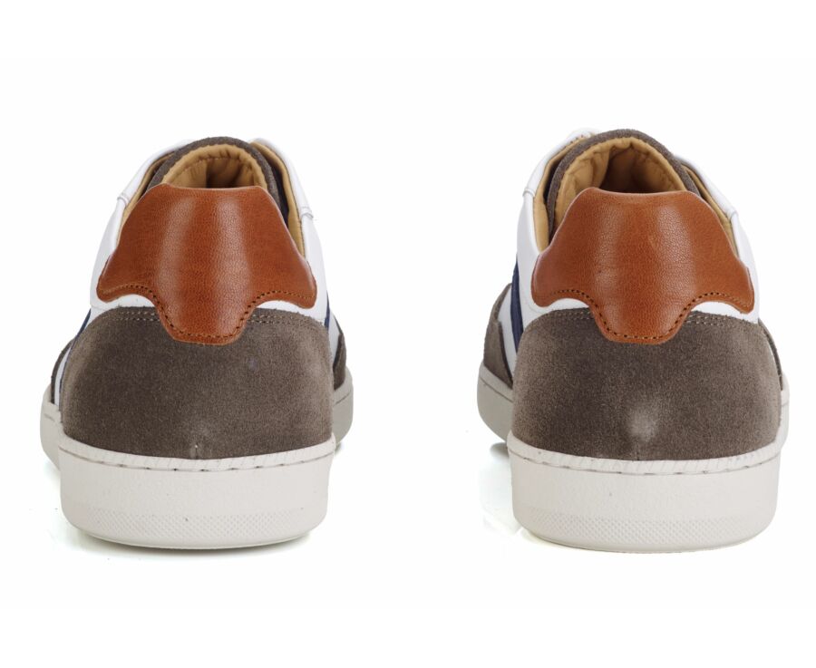 Sneakers cuir homme Blanc et Taupe Navy - BERRINGA