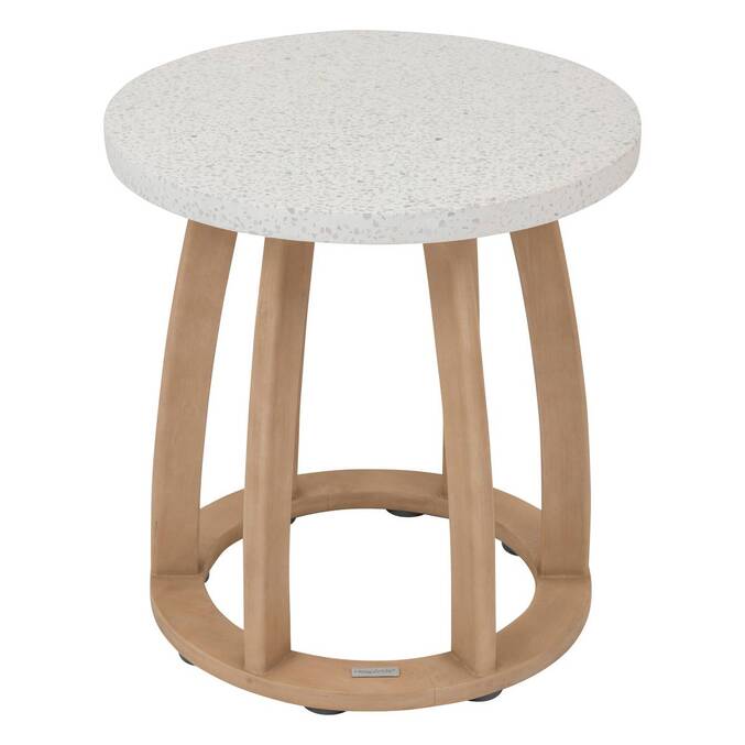 Table d'appoint de jardin ronde LEMINDO Eucalyptus
