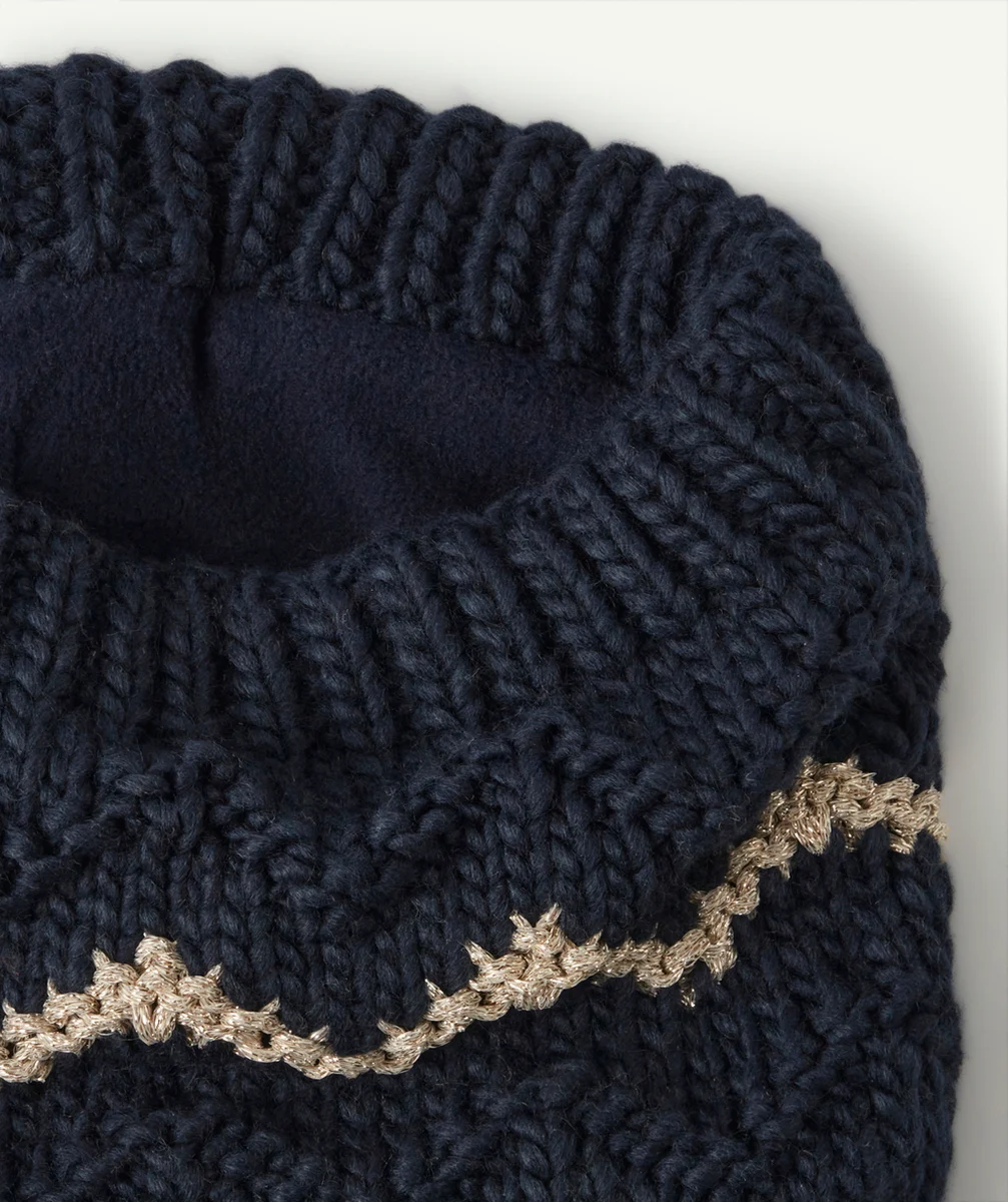 SNOOD BLEU EN FIBRES RECYCLÉES AVEC LISERÉ PAILLETÉ FILLE