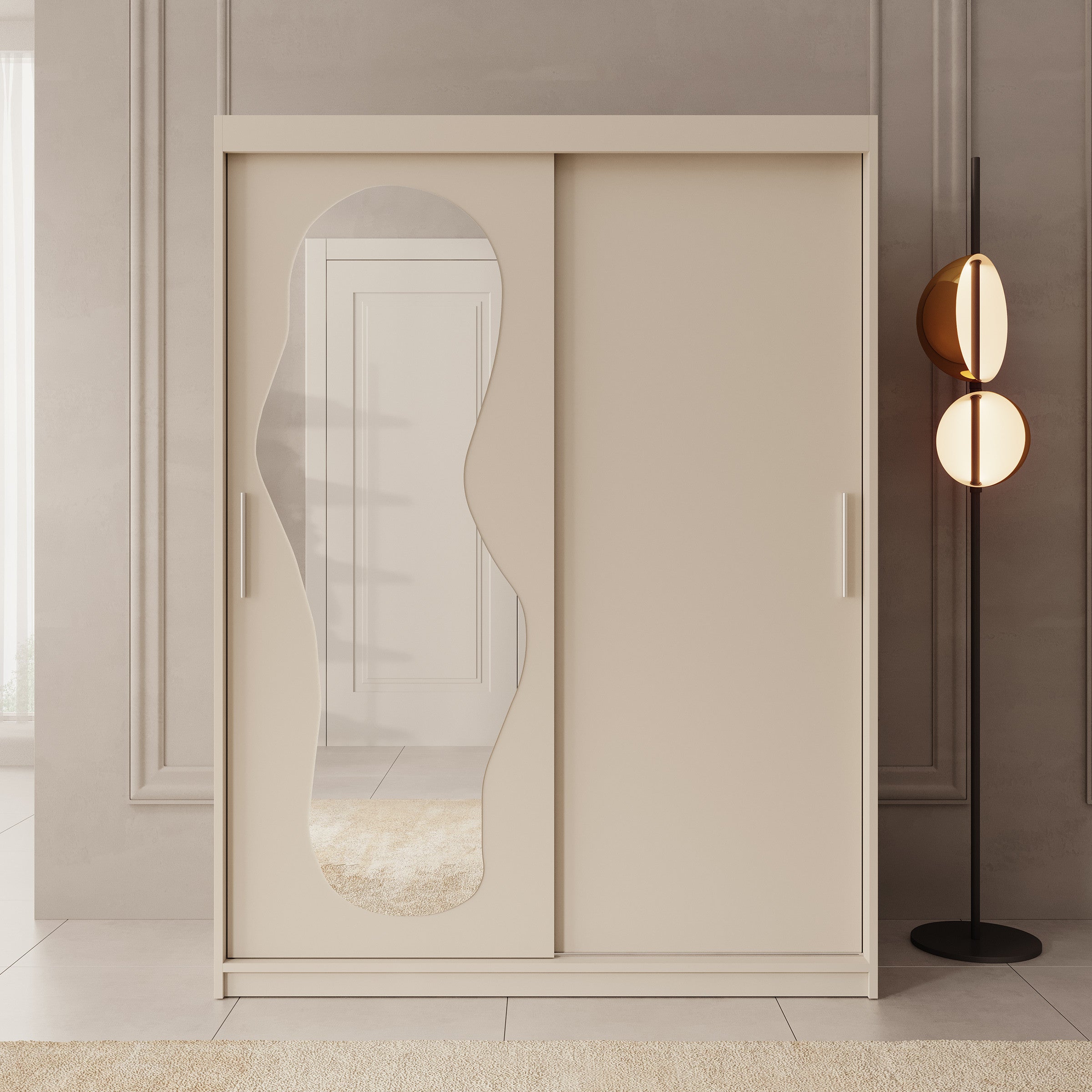 Ulysses - Kledingkast met schuifdeuren - Beige - 150x62x200 cm