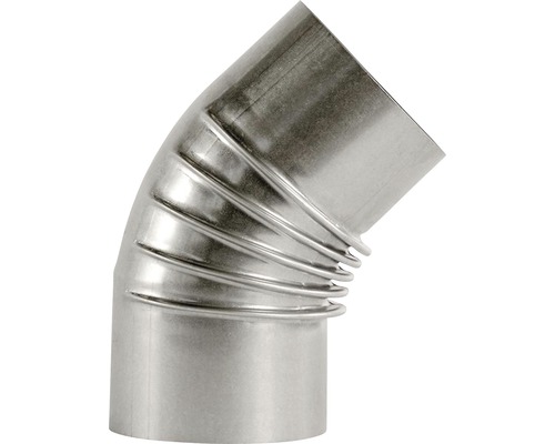 Bertrams kachelpijpbocht 45°, Ø 110 mm, vuurgealuminiseerd zilver