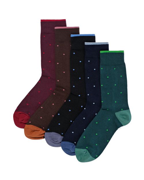 Lot de 5 paires de chaussettes à pois pour hommes rouge foncé