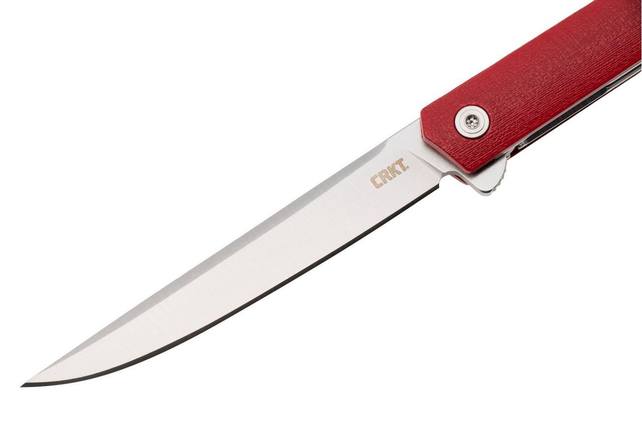 CRKT CEO Flipper 7097RX, Satin AUS-8, Red GRN zakmes, Richard Rogers design