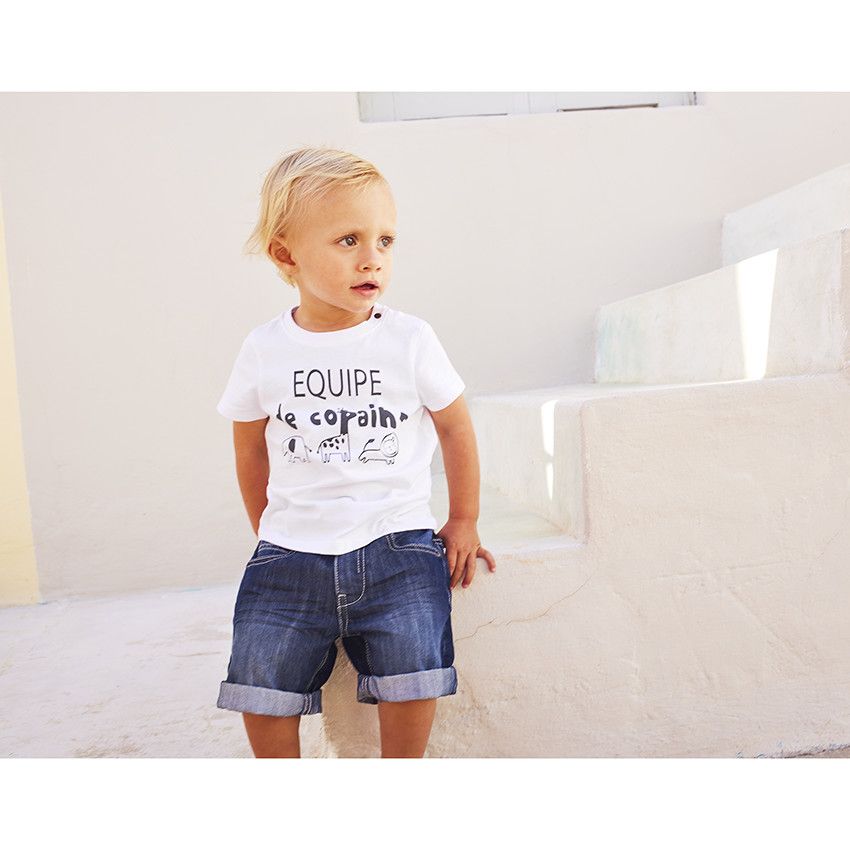 T-shirt manches courtes en jersey print fantaisie pour bébé garçon - Blanc