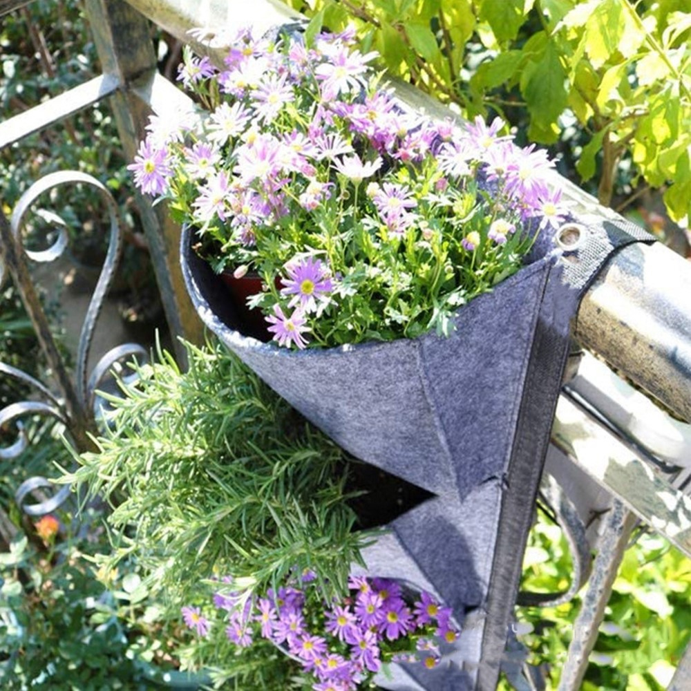 (100x30cm) Hängende Filz Pflanzen Tasche Senkrechte Deko Blumenwand mit 6 Fächer - Schwarz