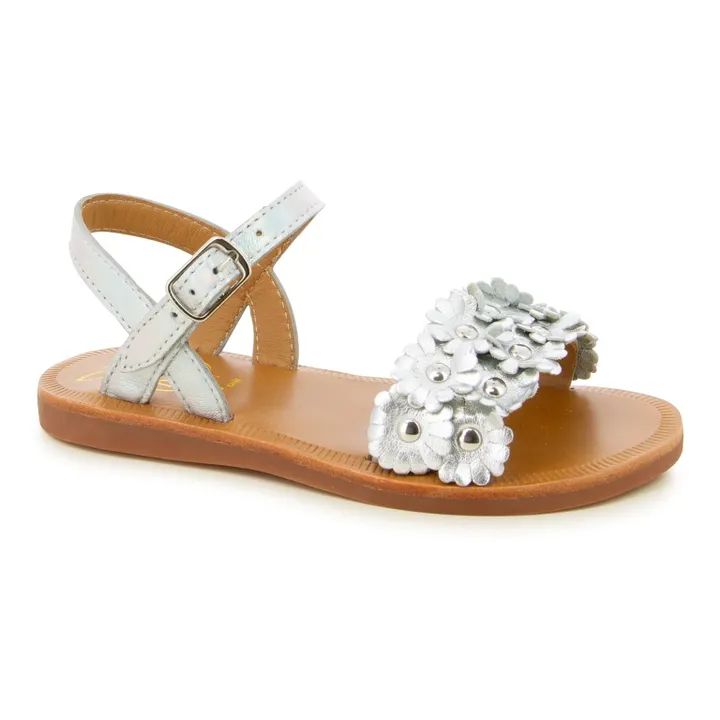 Pom d'Api Sandales Plagette Multi Flo | Argenté