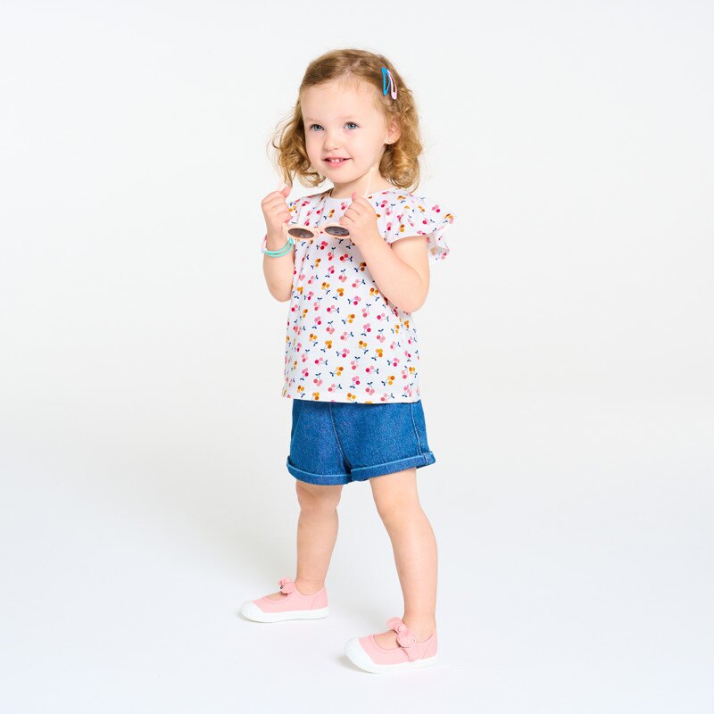 T-shirt fleuri blanc bébé fille Gris ou noir