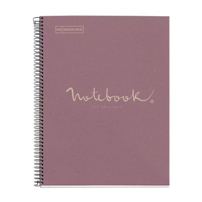 Notebook ECO EMOTIONS, carton recyclé, A4, quadrillage 5x5 mm, 80 feuilles de 1 couleur, Miquelrius, Lavande.
