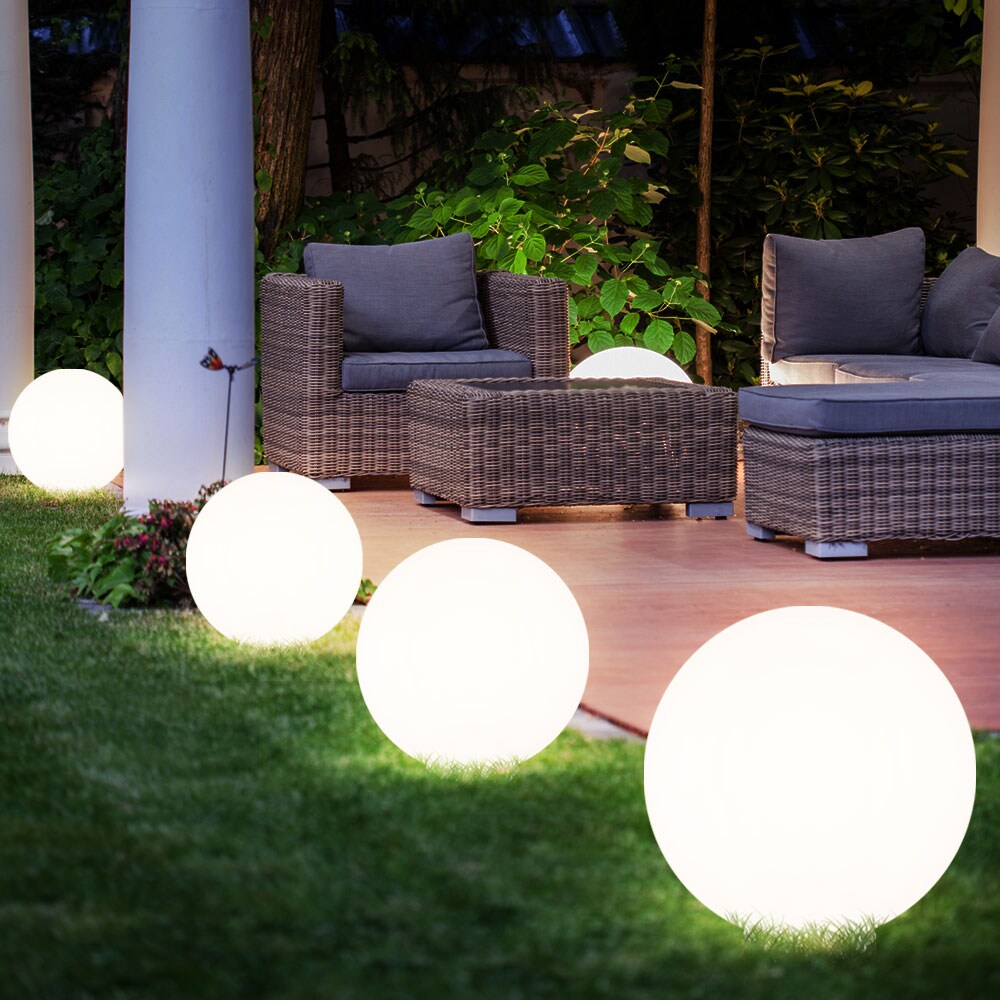 8er Set LED Solarleuchte, Kugel weiß, H 65 cm