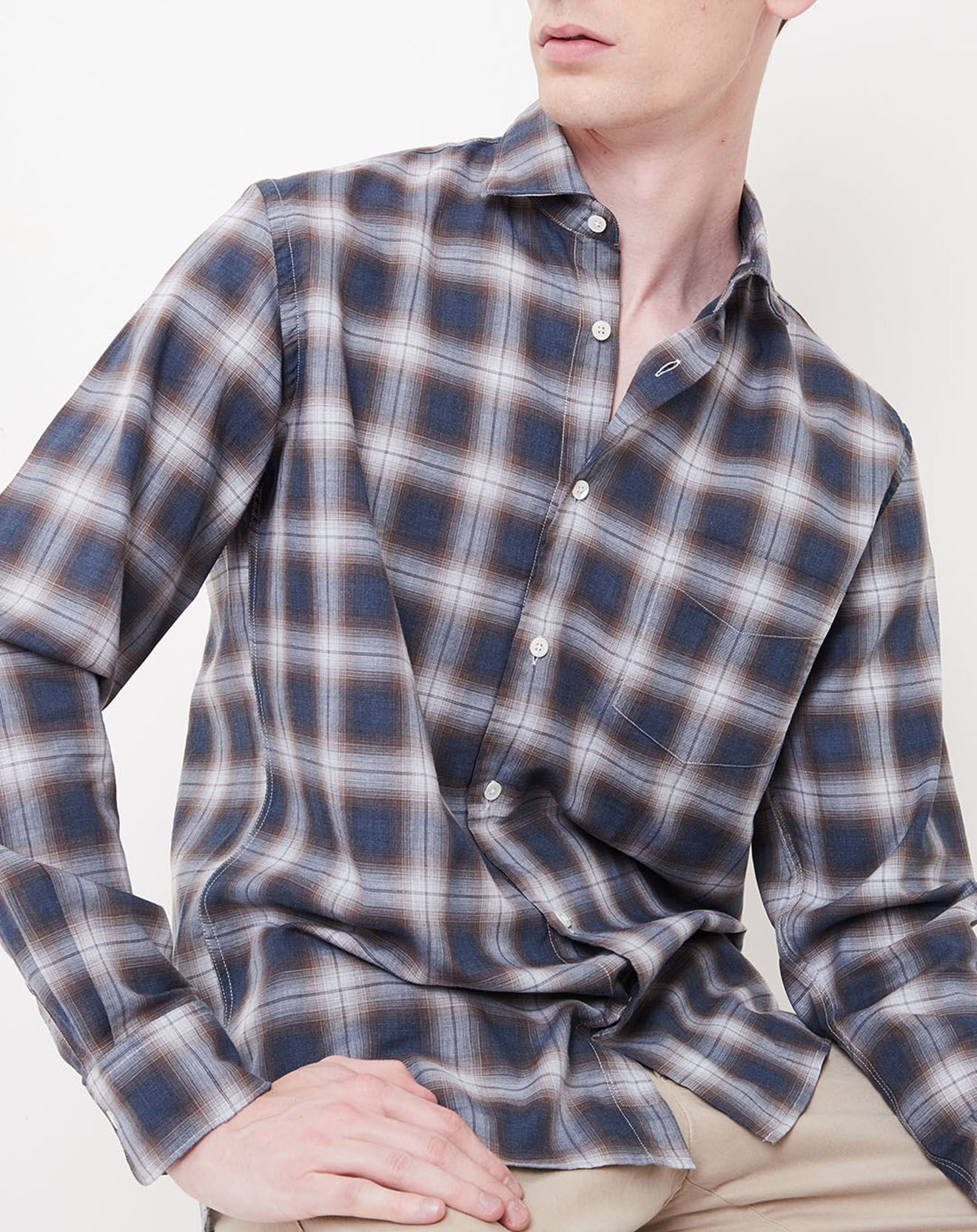 Hartford Chemise Regular Penn à carreaux bleu/beige