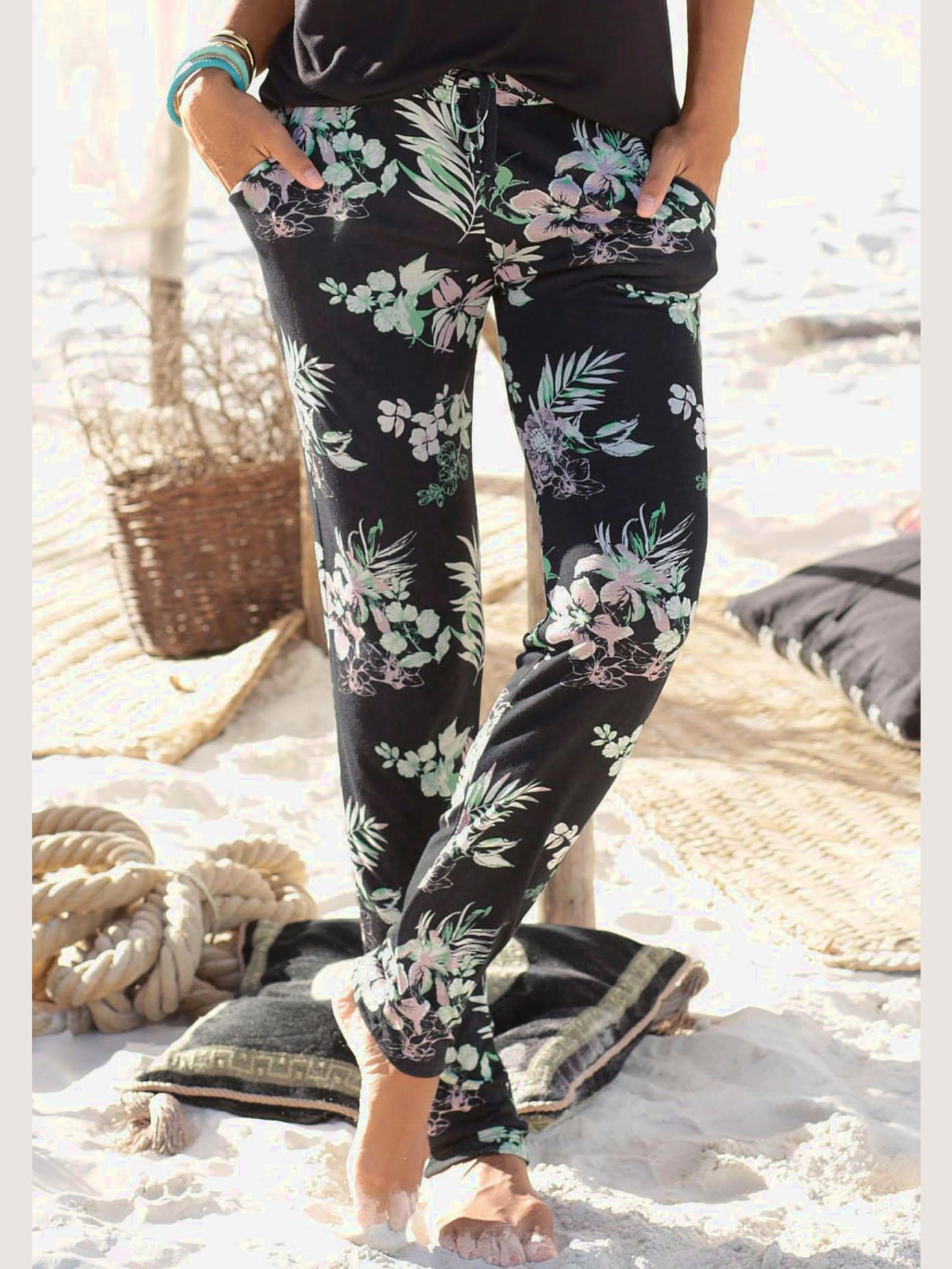 Pantalon de plage pantalon en tissu léger en viscose
