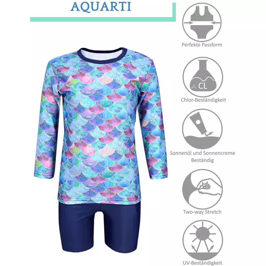 Aquarti Baby Mädchen Zweiteiler Badeanzug Bade-Set Bade T-Shirt Badehose lila