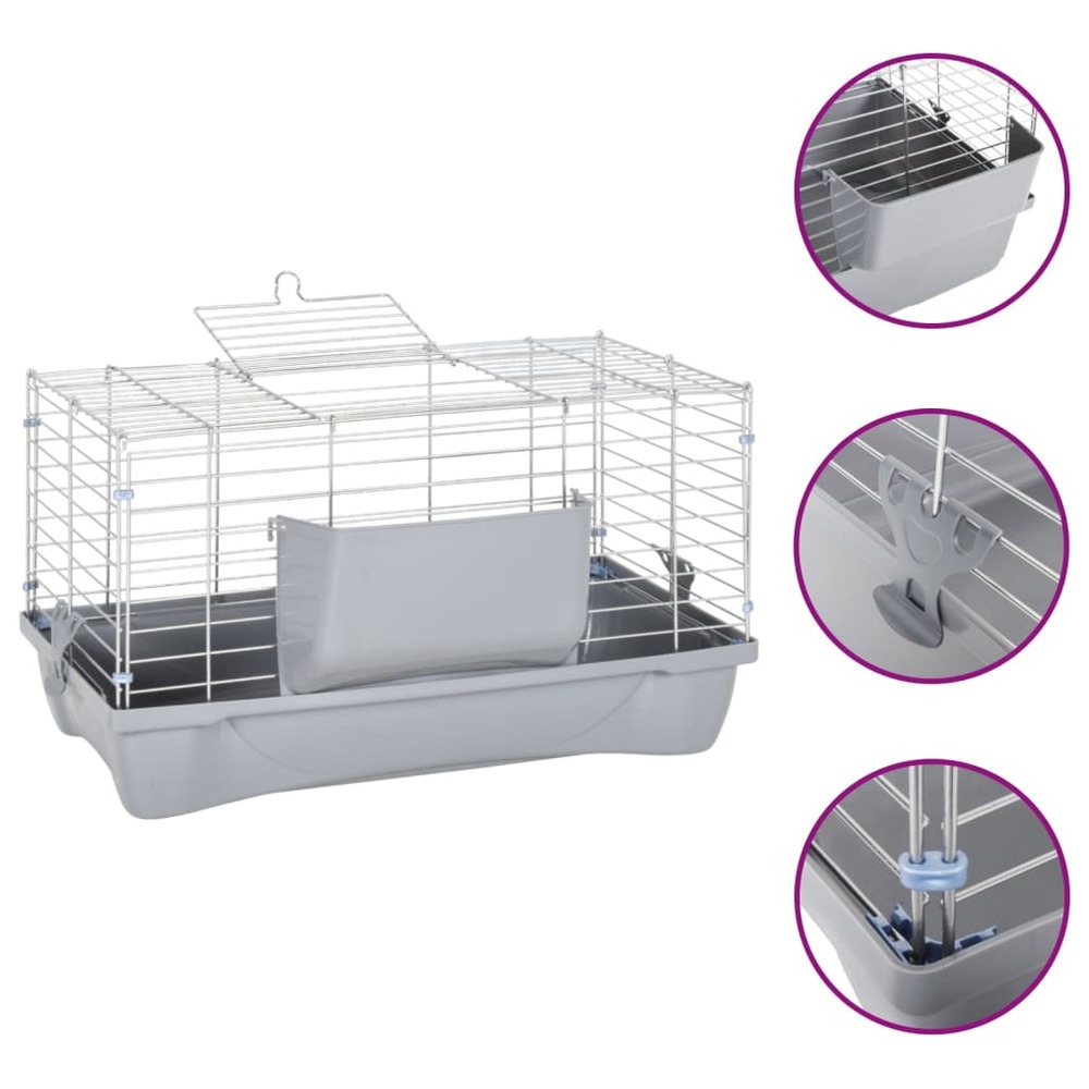 Cage pour petits animaux gris 58x32x31 cm pp et métal