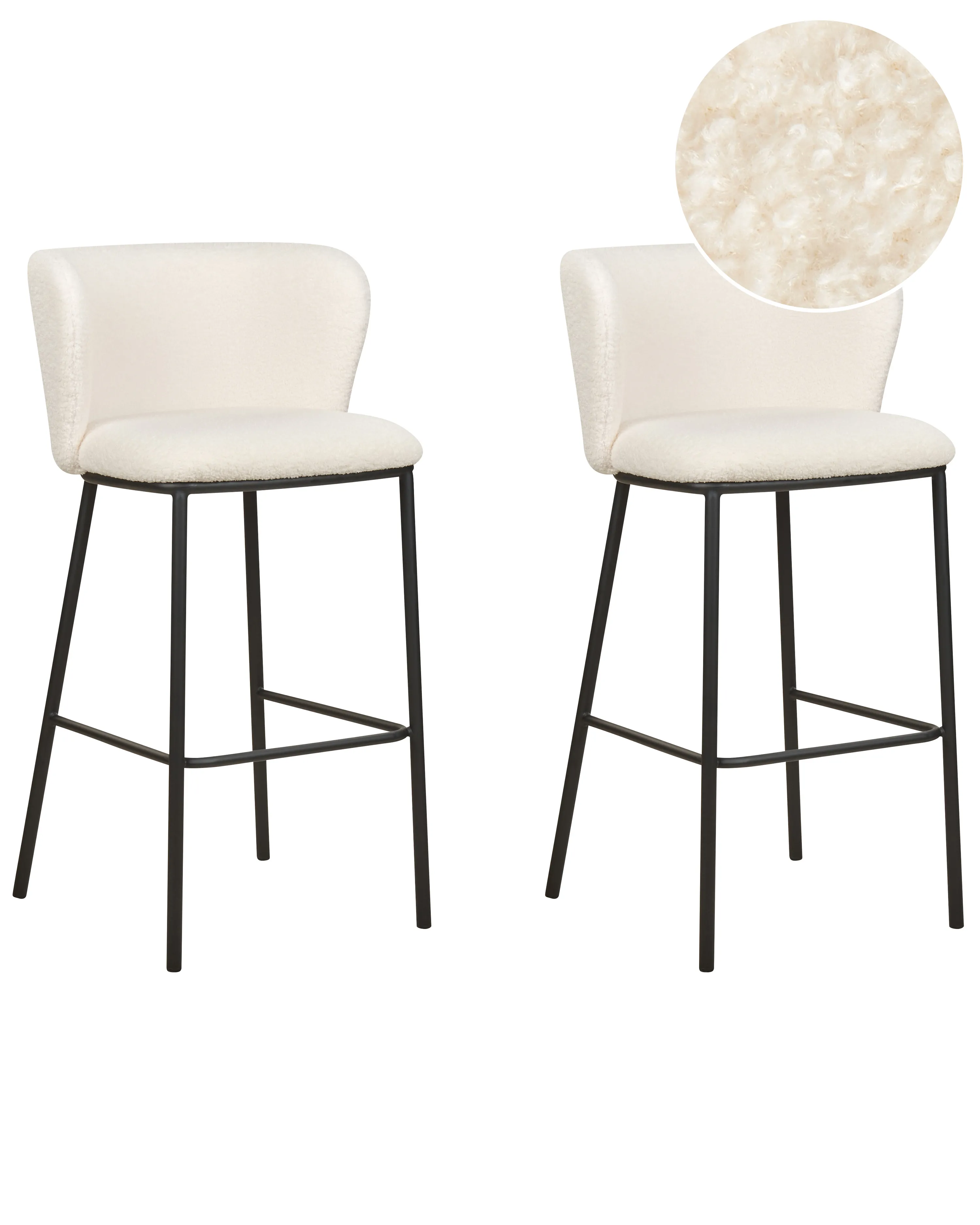 Set van 2 barstoelen MINA Bouclé Wit