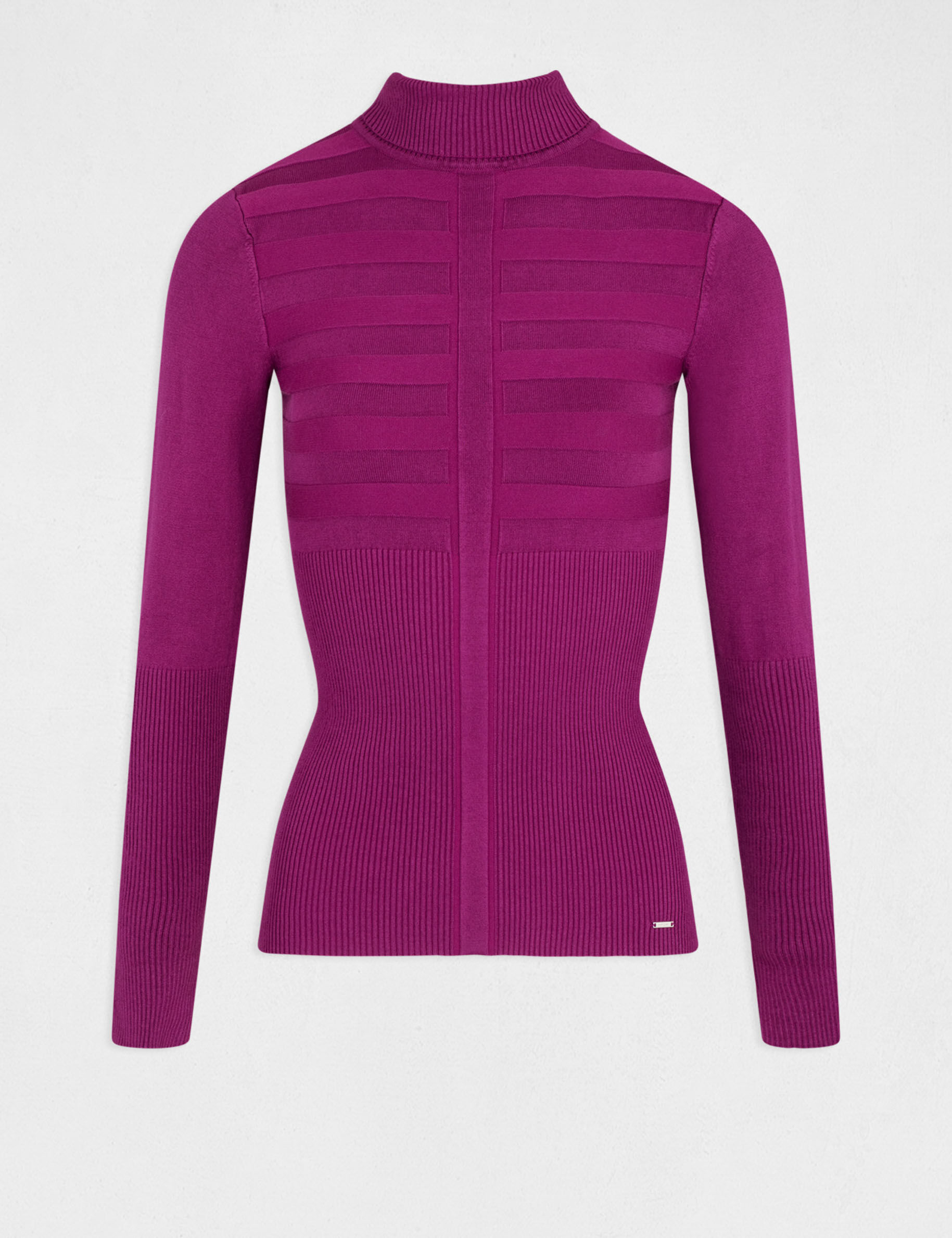 Pull manches longues col roulé fuchsia femme - fuchsia