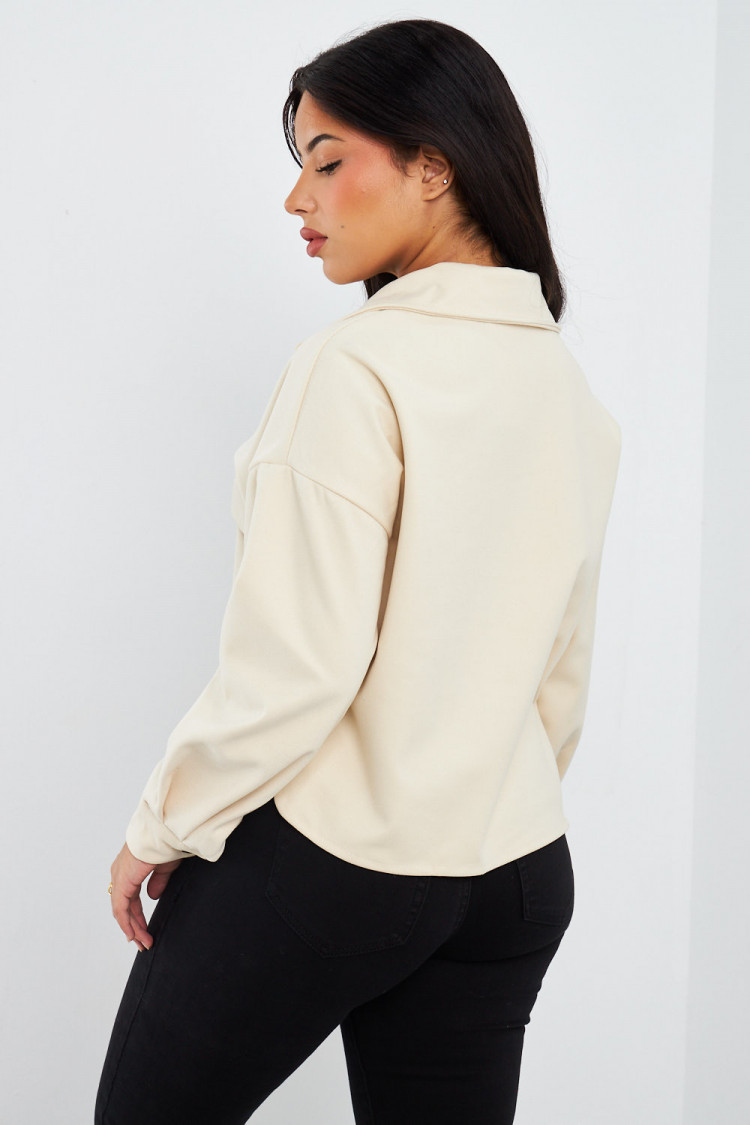 Veste courte beige en suédine