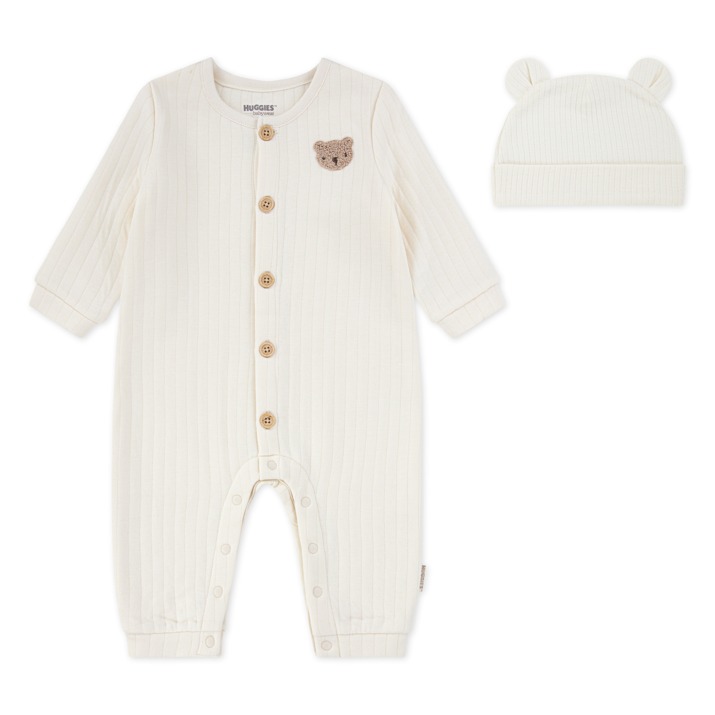 HUGGIES babywear Neugeborenen-Geschenkset »HUGB COVERALL ATTACHMENT«, 2 Stk. mit passendem Mützchen