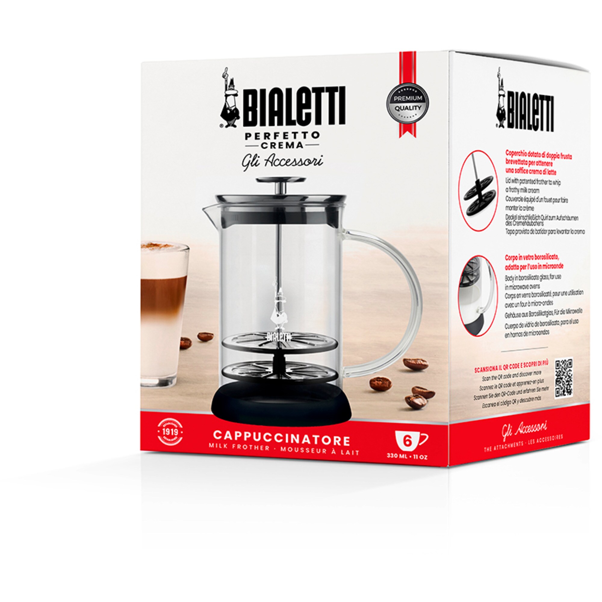 Bialetti Milchaufschäumer Cappuccinatore aus Glas