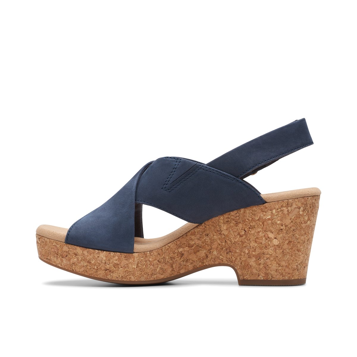 CLARKS-Giselle_dove-Sandales à lanières - Talon compensé - Marine