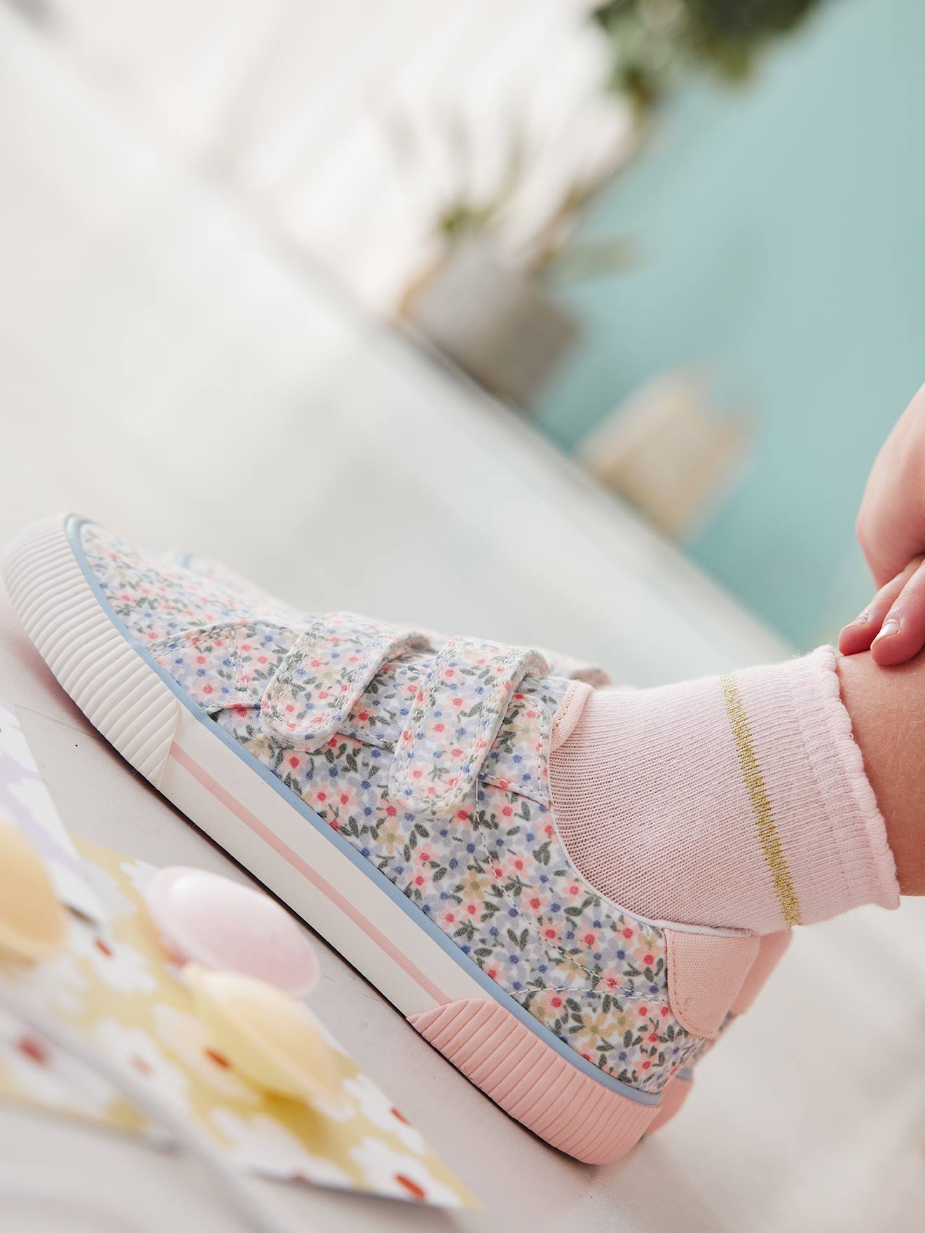 Pacote com 7 pares de meias lurex tamanho médio para meninas, rosa antigo
