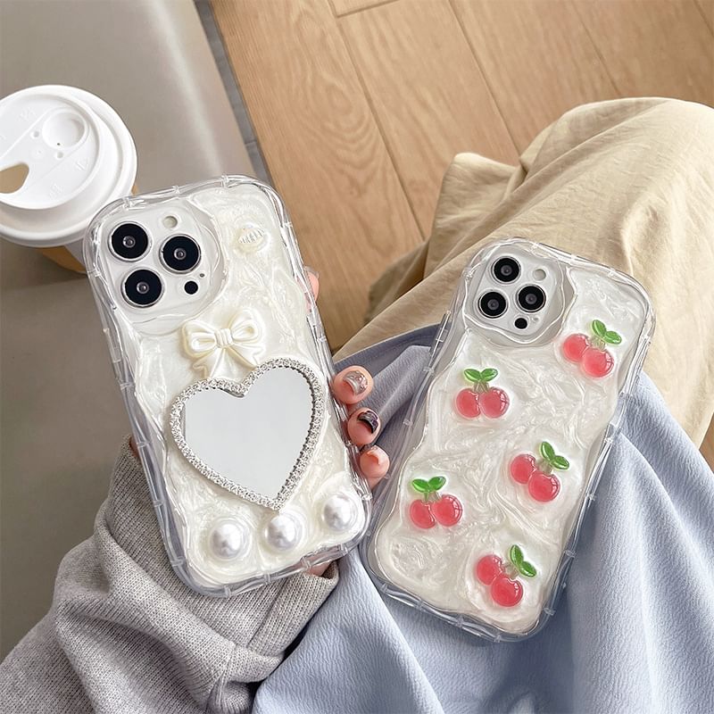 Mobby - Cherry / Hart Gespiegeld Telefoonhoesje - iPhone 15 Pro Max / 15 Pro / 15 Plus / 15 / 14 Pro Max / 14 Pro / 14 Plus / 14 / 13 Pro Max / 13 Pro / 13 / 13 mini / 12 Pro Max / 12 Pro / 12 / 12 mini / 11 Pro Max / 11 Pro / 11