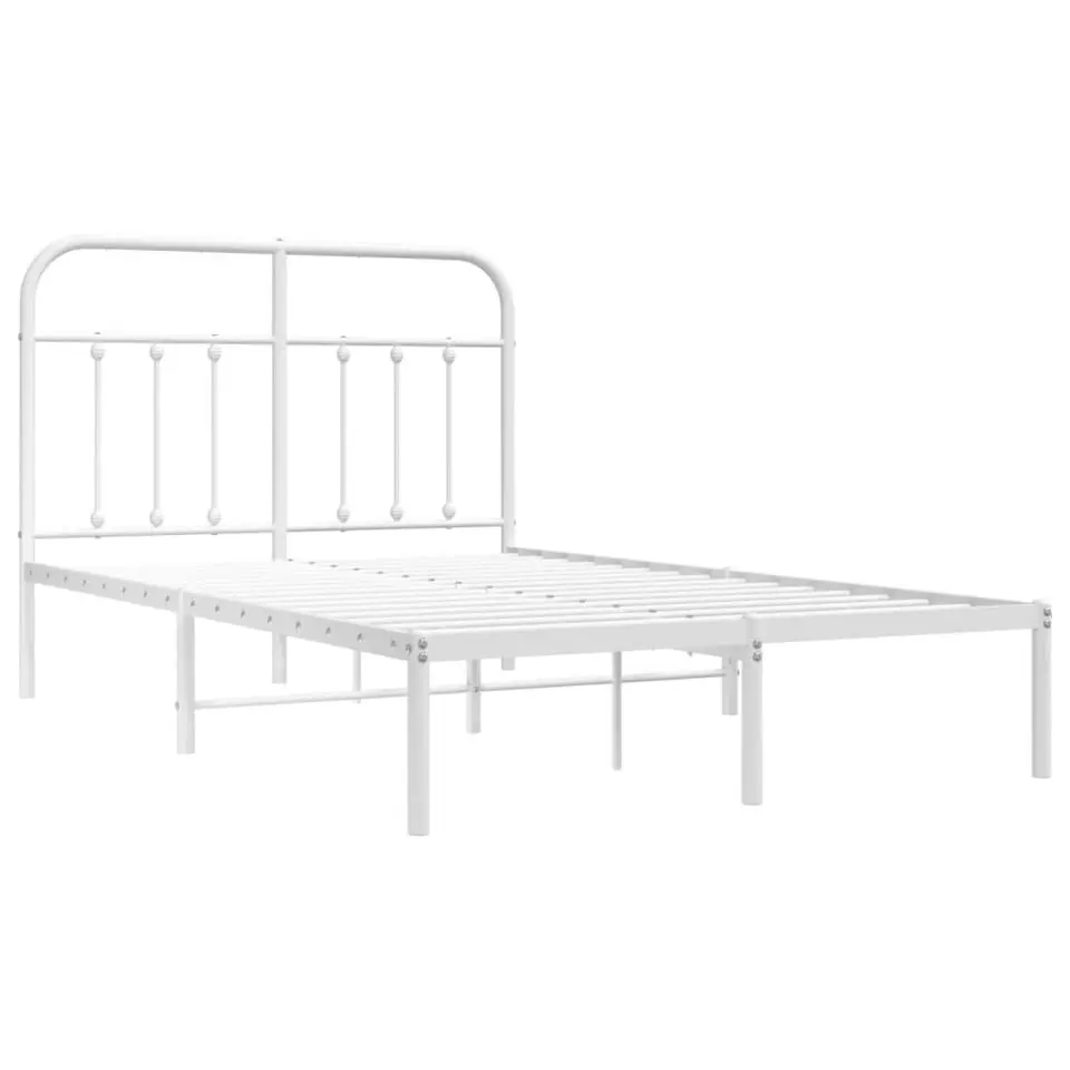 vidaXL - Bed frame met hoofdbord - Wit - Metaal - 120x200 cm