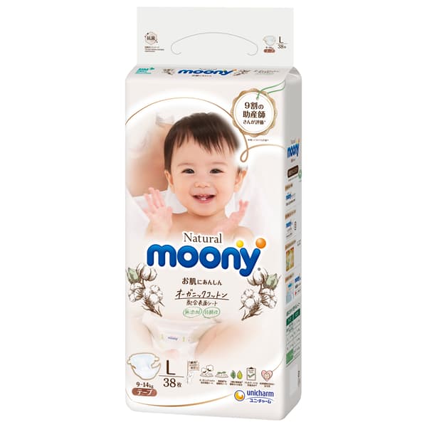 MOONY diapers Natural L 9-14 kg 38 pcs.