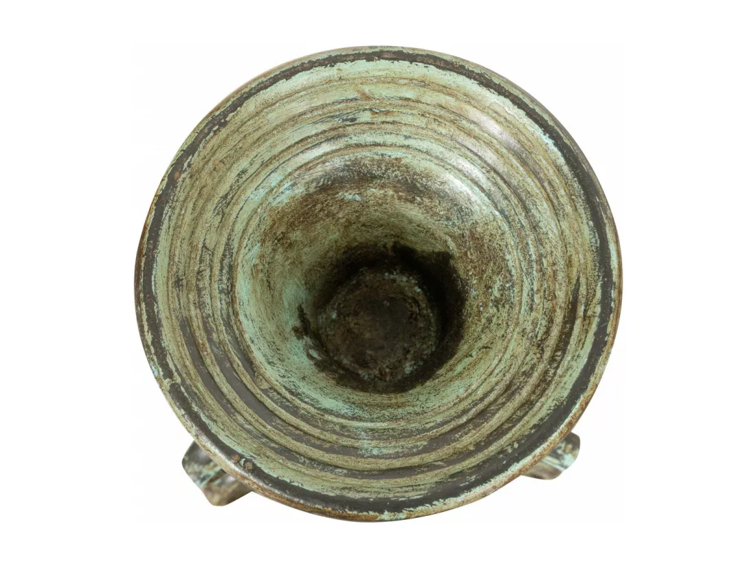 BISCOTTINI Support de Plantes - Fonte avec Finition Antique - Porte-Fleurs - Intérieur et Extérieur - Jardinière - Jardin - Salon - Salle à Manger - Présentoir - Décoratif - 23x23x42 cm