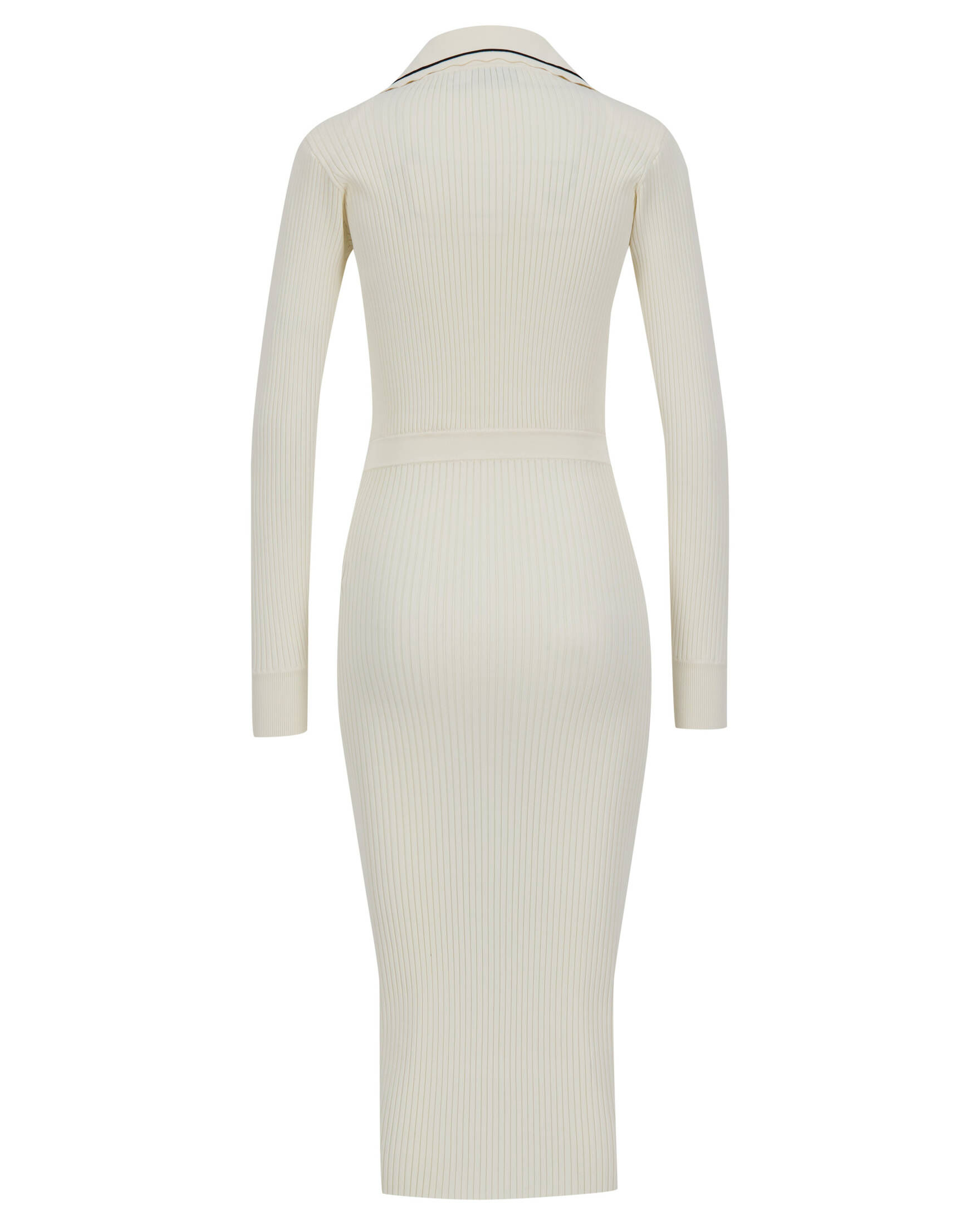 self-portrait| Damen Strickkleid IVORY CONTRAST STITCH RIBBED KNIT DRESS