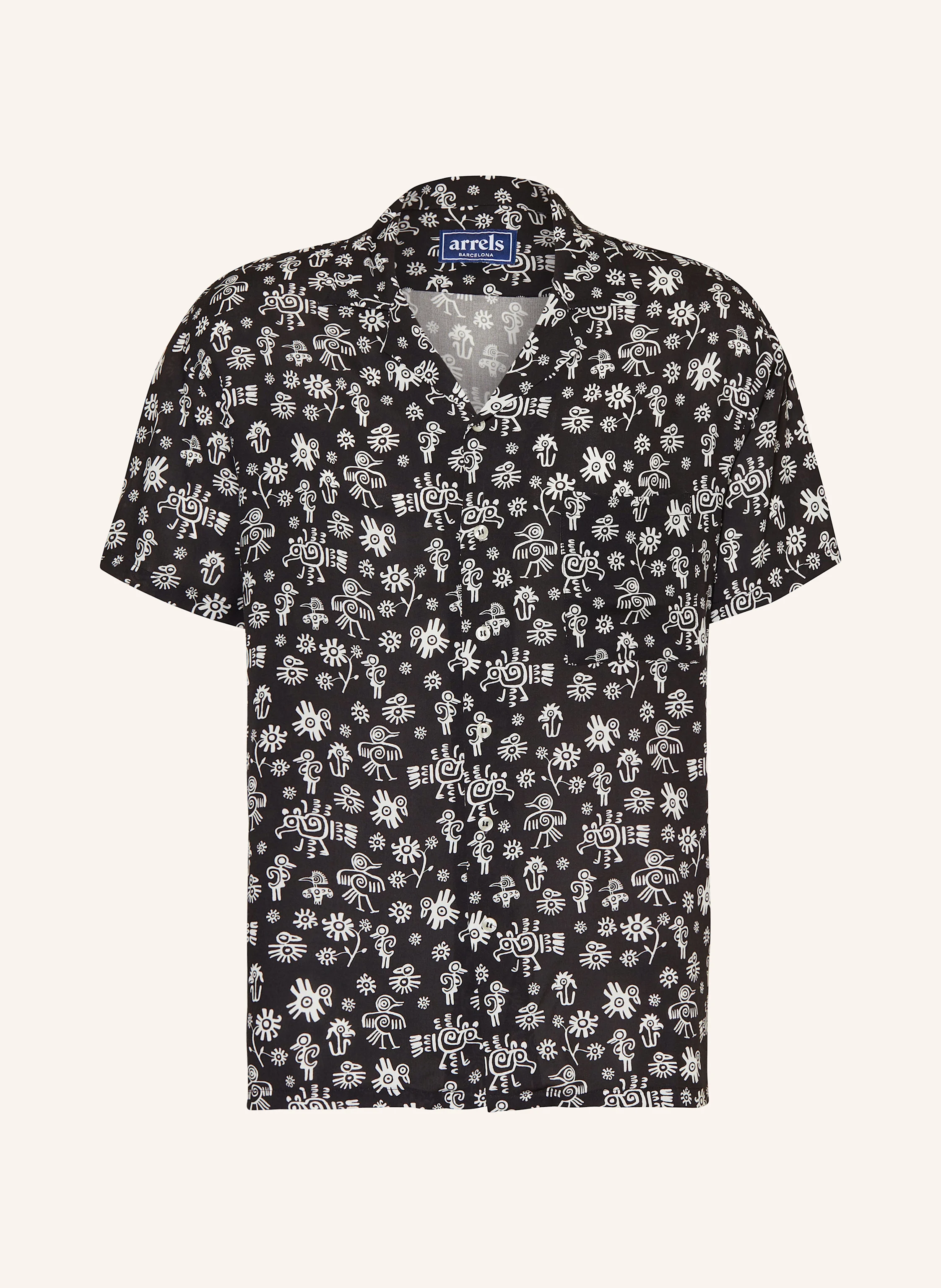 arrels BARCELONA Resorthemd BLACK MEXICAN BIRDS × MARION DEUCHARS Comfort Fit