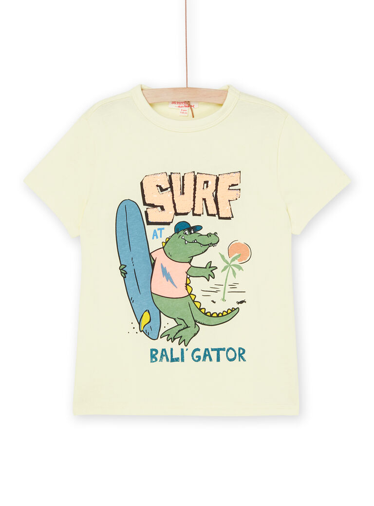 T-shirt jaune à motif aligator