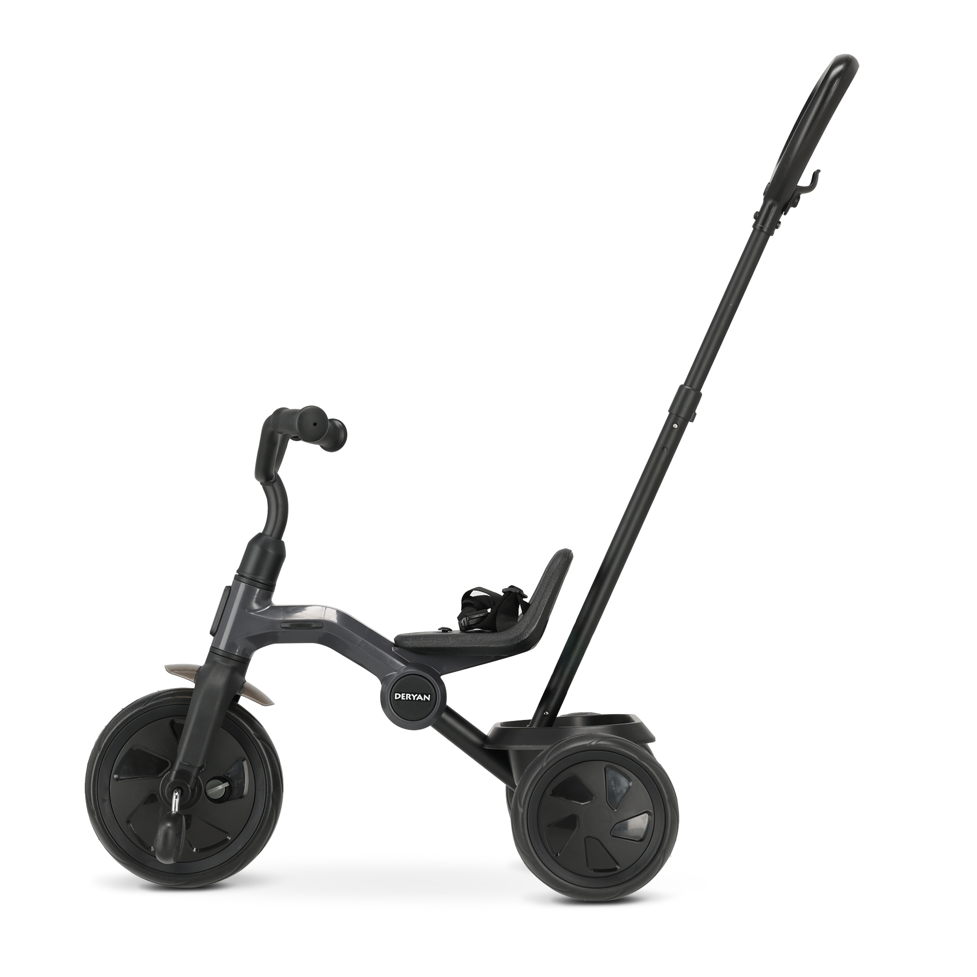 Deryan Drifter Driewieler met duwstang - Black