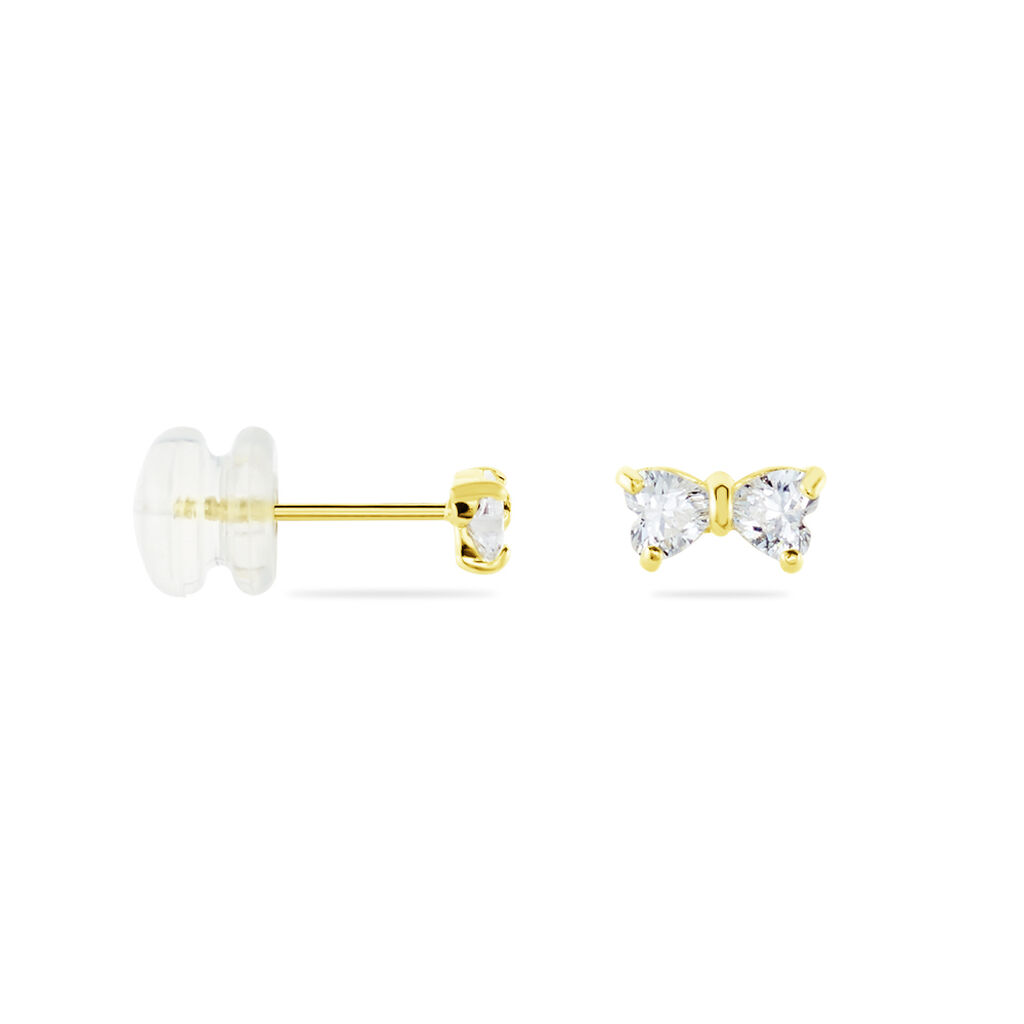Boucles D'oreilles Puces Darina Noeud Or Jaune Oxyde De Zirconium