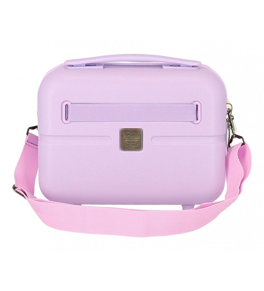 Nécessaire Pepe Jeans em ABS, adaptável a malas de viagem, cor rosa vibrante - 29x21x15cm -