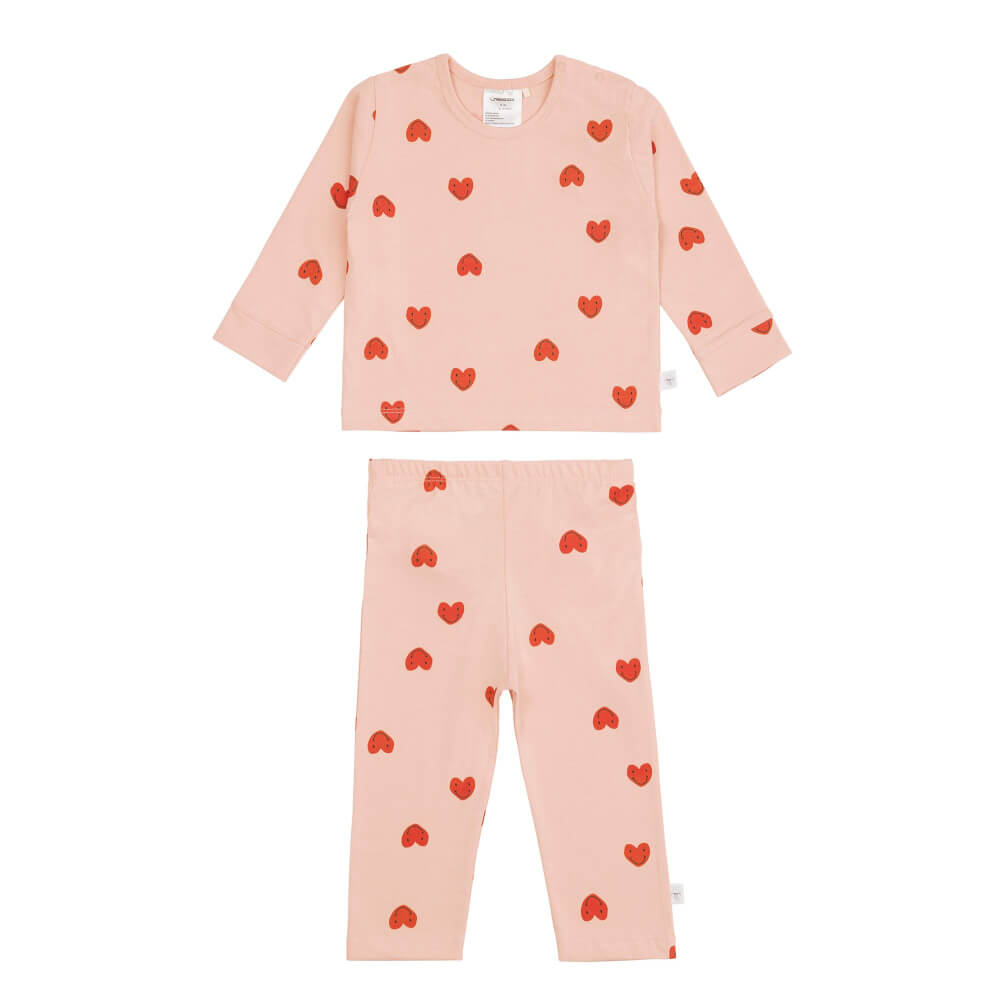 Long Sleeve Set Heart peach rose, 98/104,